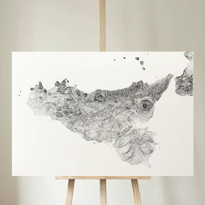 Sicily, Italy Topography Map - Poster Print, Canvas for wholesale by Nativah Chaya