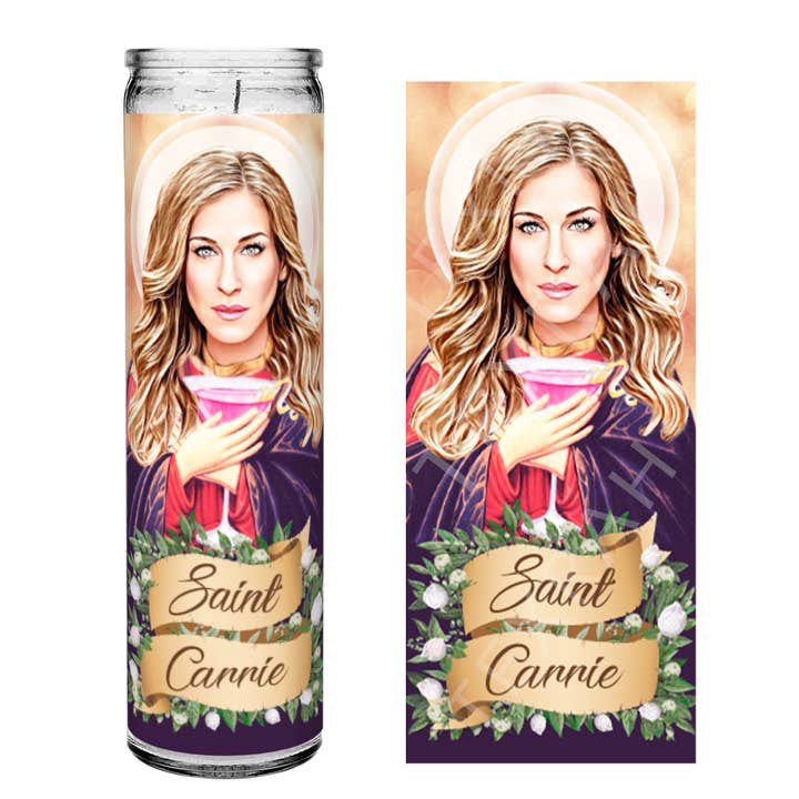 Saint Carrie Prayer Candle - 8" white, unscented for wholesale by Texrah