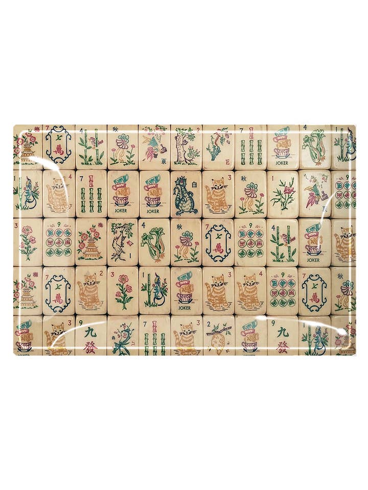 Mahjong #4 Decoupage Glass Tray for wholesale by Ben's Garden