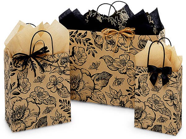 Nashville Wraps - Wholesale Gift Bag - Timeless Floral Kraft Paper Retail Gift Bags2