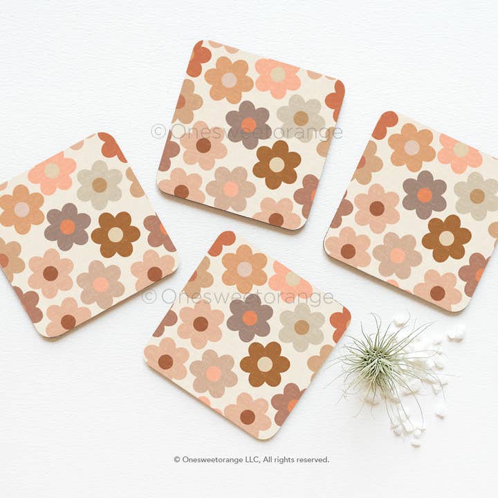 Boho Daisy Coaster Set van 4 Marisies Onderzetters Coaster Set voor wholesale door Onesweetorange
