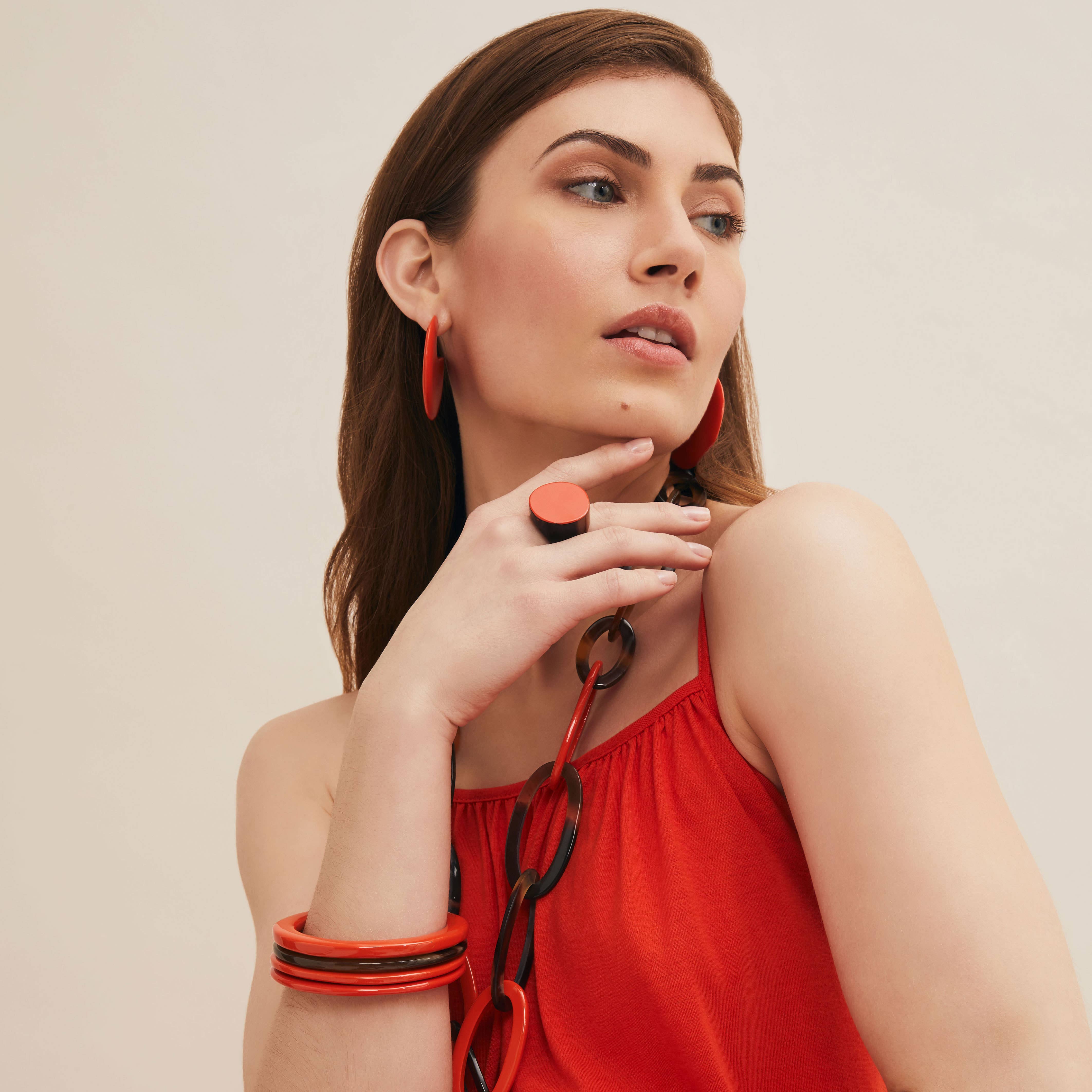 BRANCH JEWELLERY – wholesale Cocktail/statement ring – Handmade Orange Round Horn Ring jewellery Gift for women
12