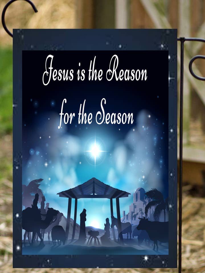 Jesus är anledningen till säsongen trädgårdsflagga för wholesale av Happy Cow Lawn Decor