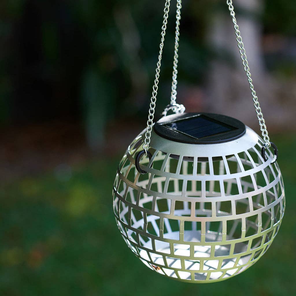 Paloverde Botanicals - Wholesale Outdoor/Lawn Light - Disco Ball 6" Metal Solar Hanging Lantern - Garden Light4