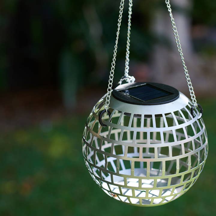 Paloverde Botanicals - Wholesale Outdoor/Lawn Light - Disco Ball 6" Metal Solar Hanging Lantern - Garden Light4