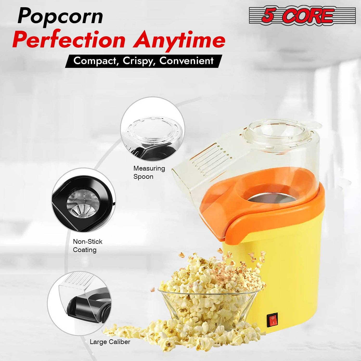 K Cube Inc - Wholesale Popcorn - 5Core Popcorn Machine Mini Portable Electric Hot Air Popper4