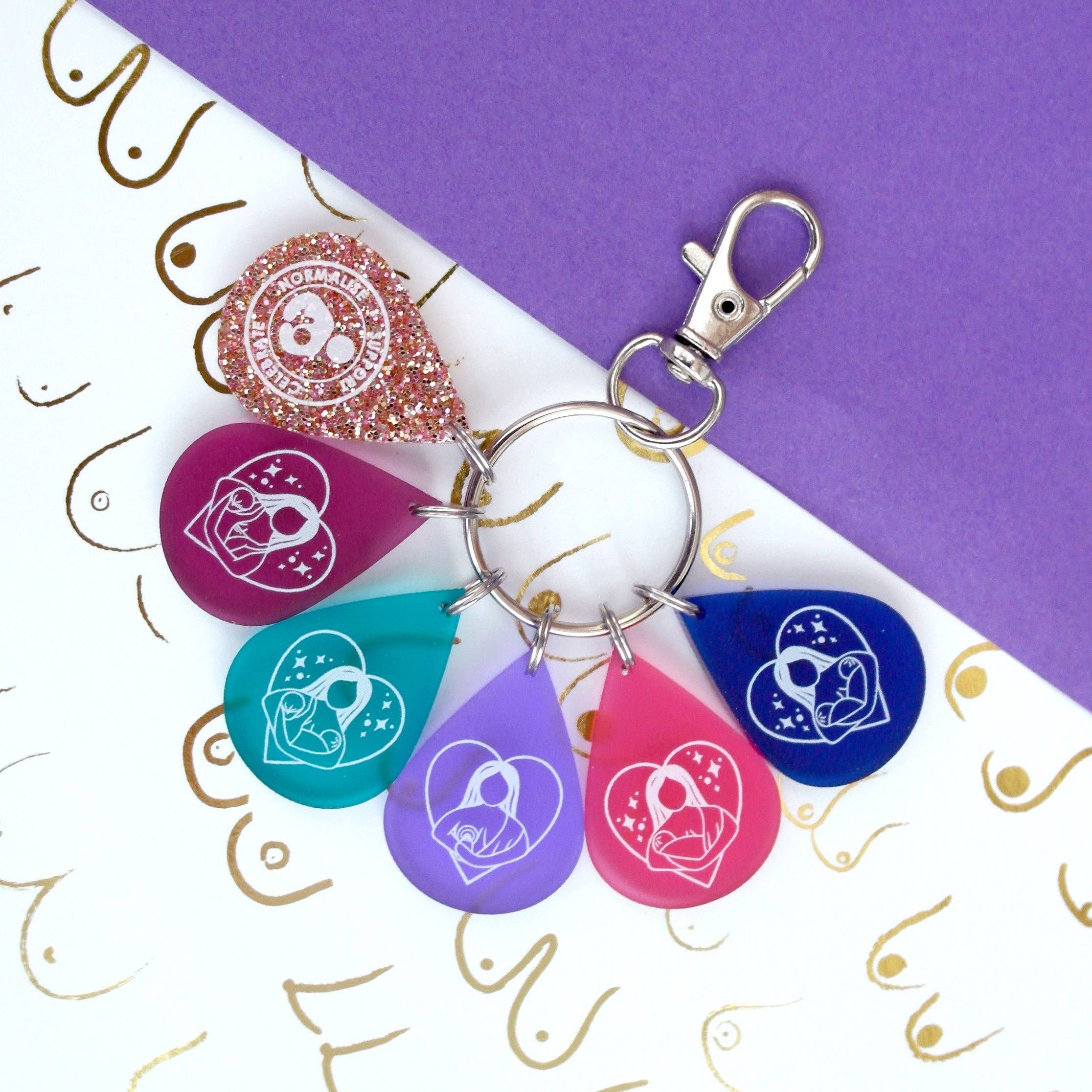T & Belle – wholesale Keychain – Women's – Breastfeeding Multiples celebration printed charm1