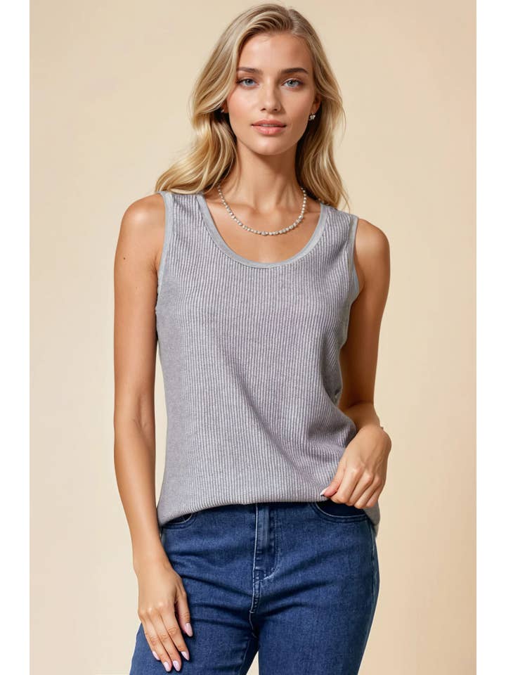 Doe and Rae - Wholesale Tanktop - Dames - GEBREIDE TANKTOP MET TEXTUUR - 43272T-1