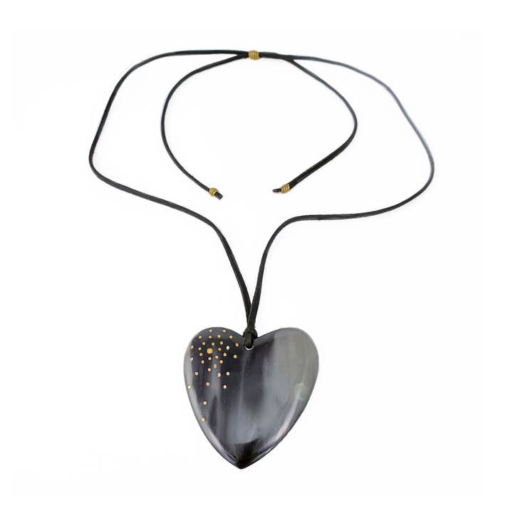 Love Is Project - Wholesale Pendant/Charm Necklace - New Engravable Open Your Heart Necklace - Black1