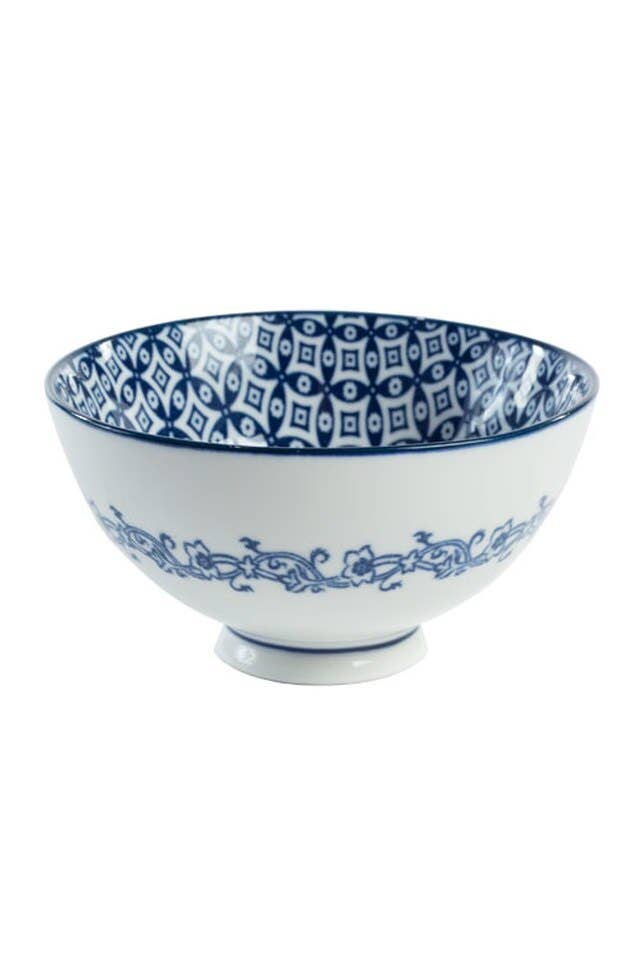 Vagabond Vintage - Wholesale Bowl - Small Bowl with Blue and White Decoration- I1