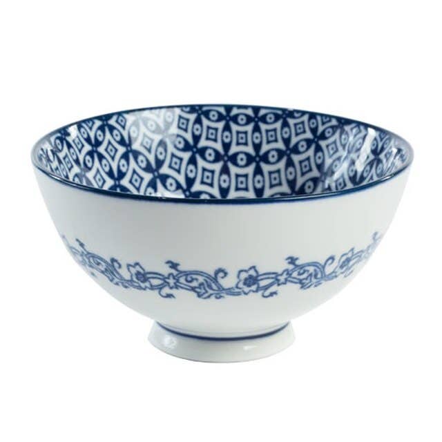 Vagabond Vintage - Wholesale Bowl - Small Bowl with Blue and White Decoration- I1