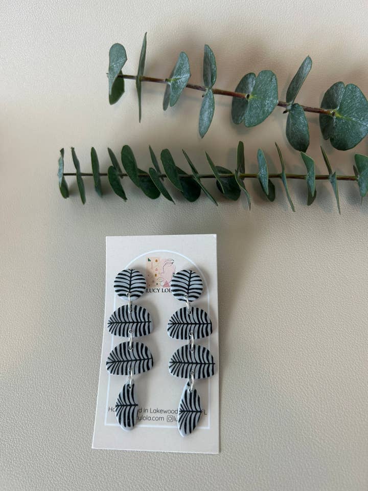 The Octavia - Line Leaf Pattern - Black on Light Grey for wholesale by lucylola