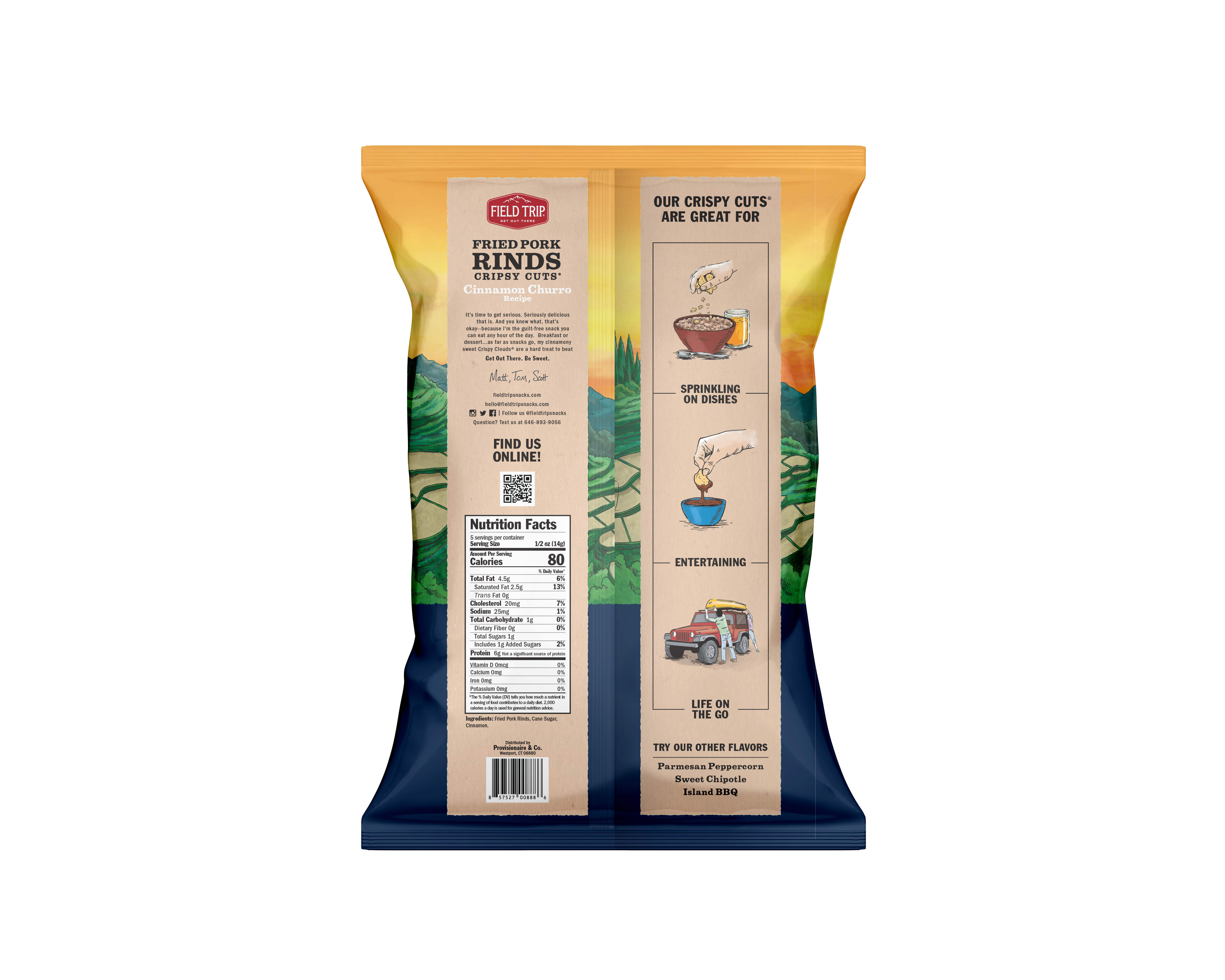 FIELD TRIP - Wholesale Puffed Snack - Crispy Cuts Cinnamon Churro Pork Rind (2.5oz)2