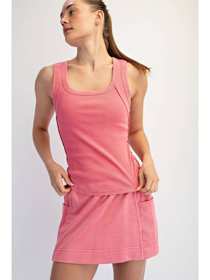 DÉBARDEUR SANS MANCHES EN COTON LAVÉ MINÉRAL AVEC CÔTES pour la vente par Rae Mode