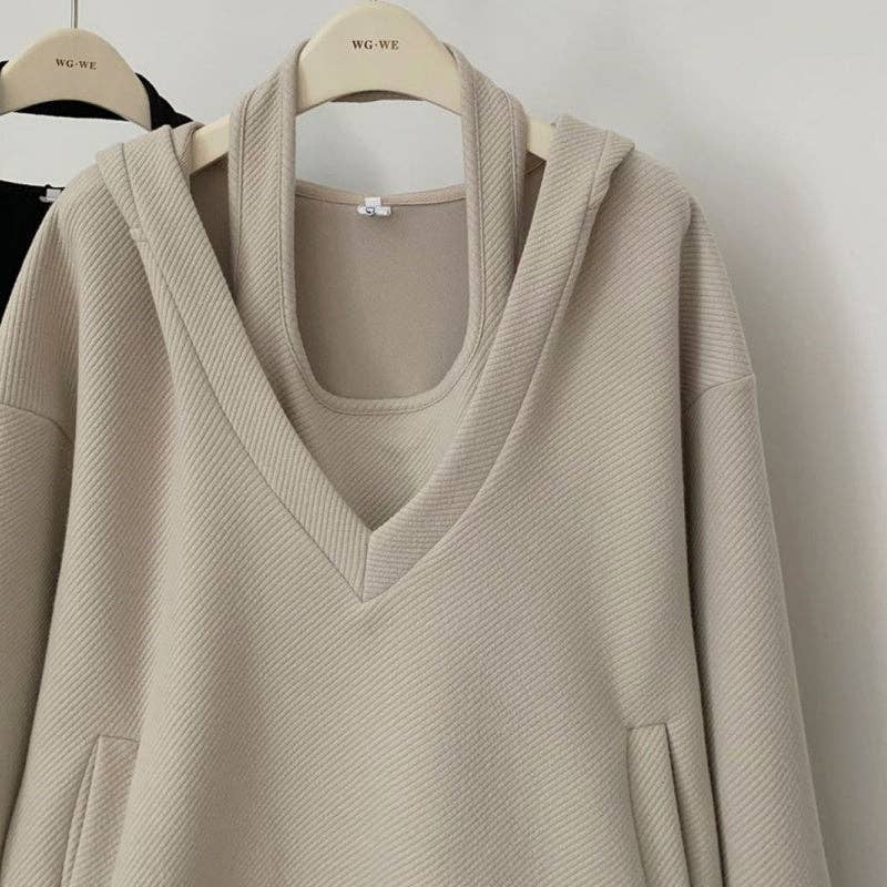 safistyle - Vente Ensemble haut et jupe - Femme - Ensemble jupe en maille à capuche deux pièces1