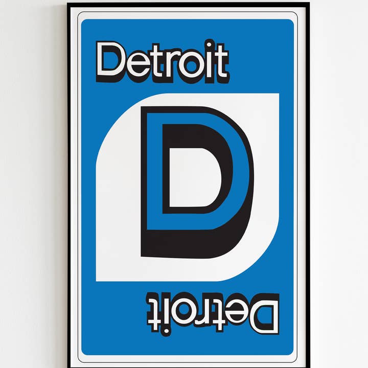 Detroit Uno Card - 11x17 Art Print, Travel Poster for wholesale by Designs by Rebecca Goldberg