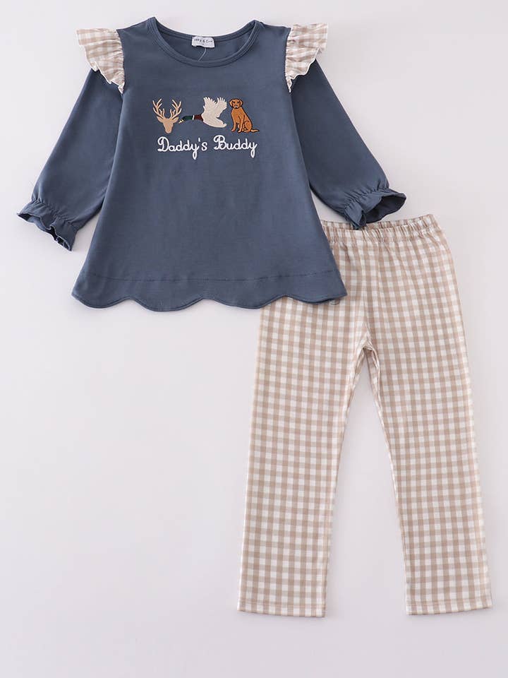 Conjunto de pantalones con volantes y bordado de caza marina para venta al por mayor de Aspen Rain Boutique