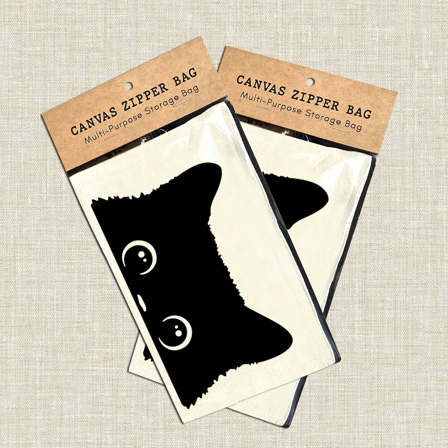 Coastal Creators of Connecticut - Wholesale Pouch - Unisex - Peeking Cat Multi-Use Canvas Storage Bag1