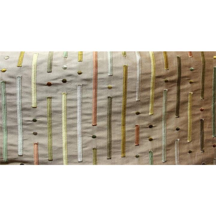 Embroidered Silk Dupioni Fabric - Bars & Baubles - Taupe for wholesale by Hyena