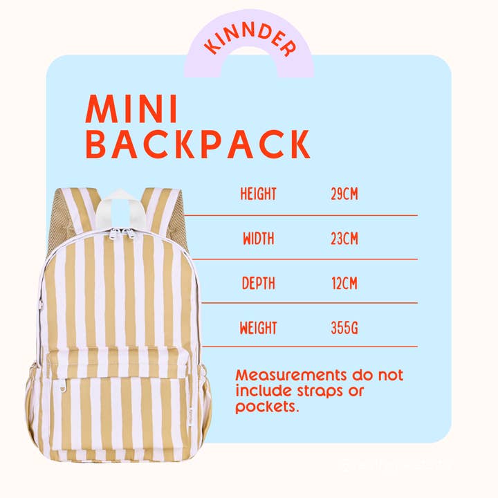 Kinnder - Wholesale Backpack - Kids - Mustard Stripe Mini Daycare/Toddler Backpack4