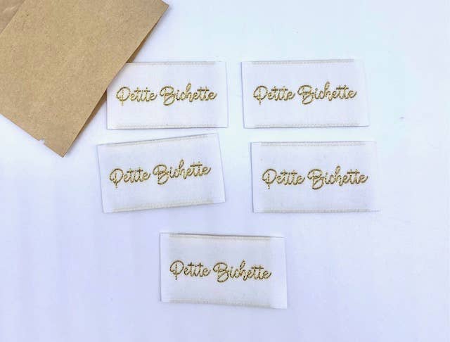 L’Étiquette Home Couture - Wholesale Craft Supplies - Lurex Sew-On Woven Label "PETITE BICHETTE" White1
