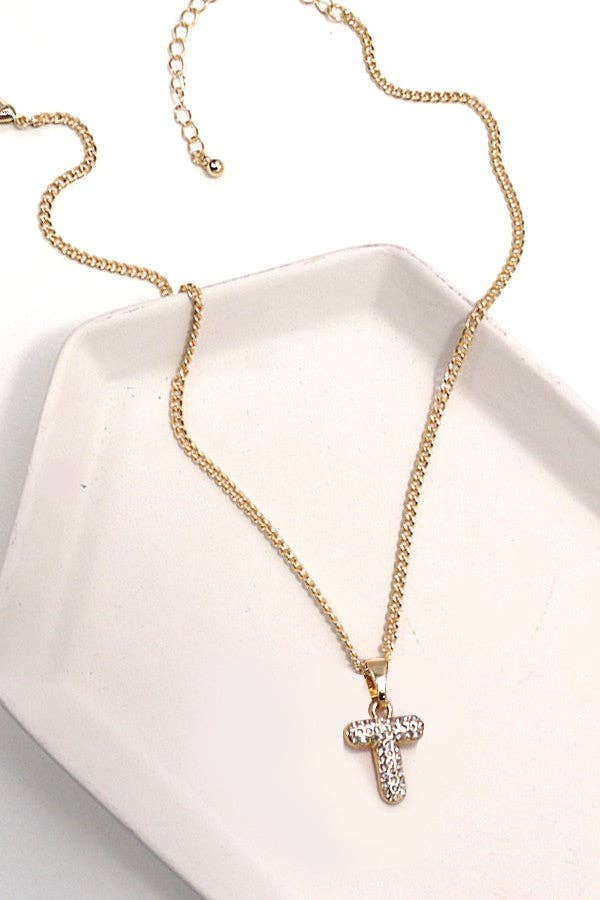 JOSSLYN by wall to wall - Wholesale Pendant/Charm Necklace - RHINESTONE INITIAL CHAIN NECKLACE | 31N230103