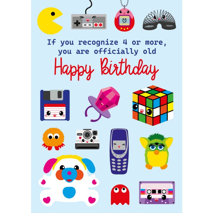 Studio Inktvis - Wholesale Birthday Card - 80s and 90s retro funny birthday card