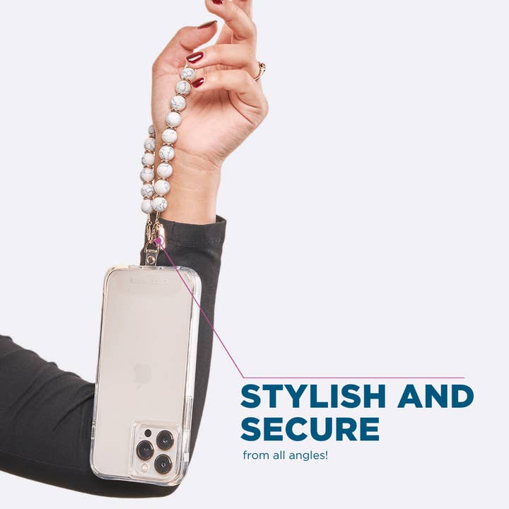 Beaded Marble Phone Wristlet for wholesale on Faire