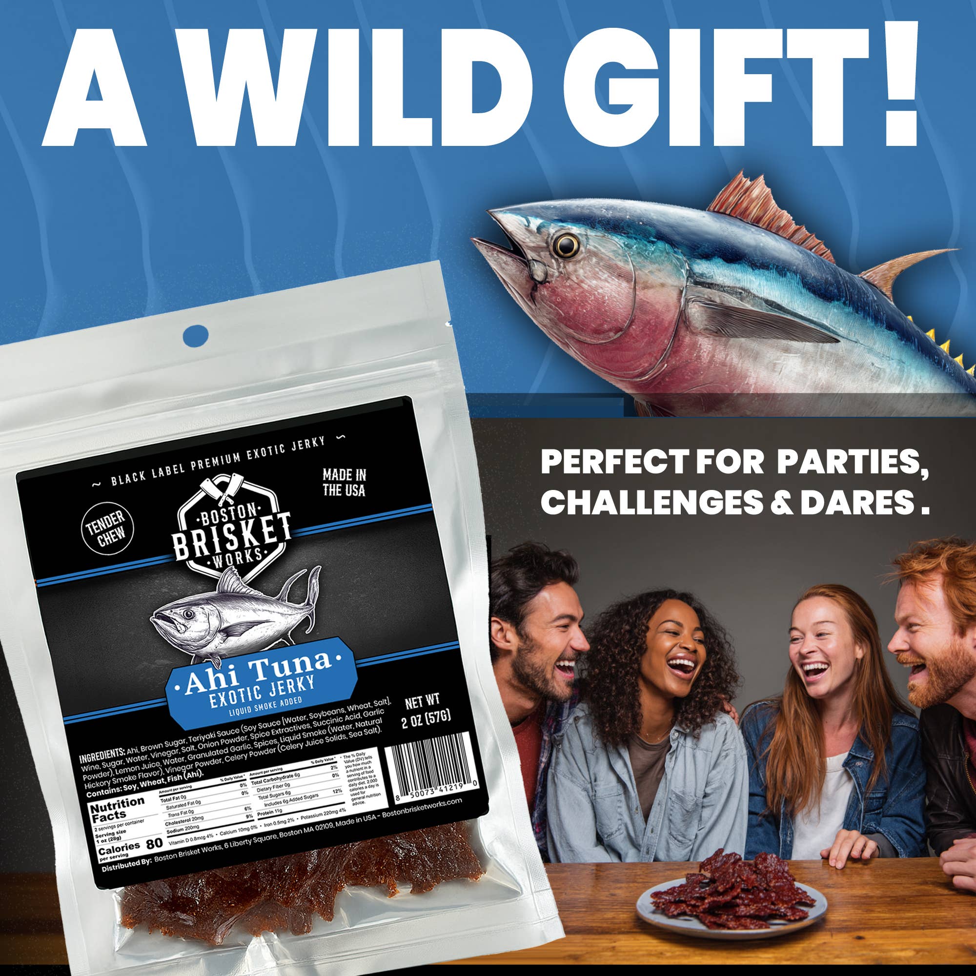 Boston Brisket Works - Vendita all'ingrosso Carni essiccate - Jerky Esotico "Tonno Ahi"2