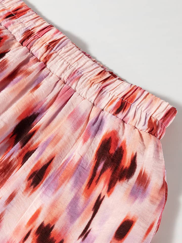 Rosa Falda larga de acuarela abstracta rosa con diseño tie-dye en capas de venta al por mayor en Faire