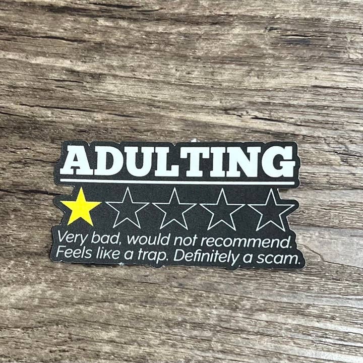 Autocollant humoristique découpé "Être adulte, c'est difficile" cadeau pour la vente par S&Y Brand Paper co.