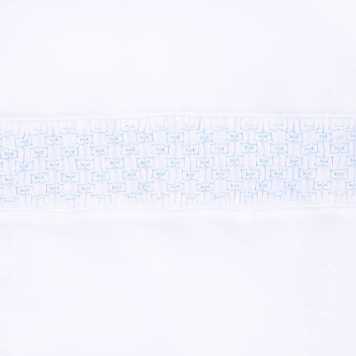 Magnolia Baby - Wholesale Jumpsuit – Baby - Solid Essentials White Blue Smocked Footie1