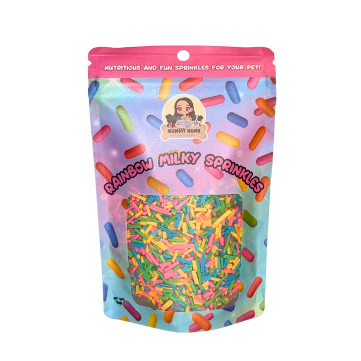 Rainbow Milk Pet Sprinkles for wholesale by Nummy Nums Organic Pet Treats Kapolei LLC