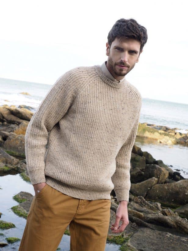 Aran Crafts - Wholesale Knit Sweater - Men's - Fisherman Rib Crew Neck C761