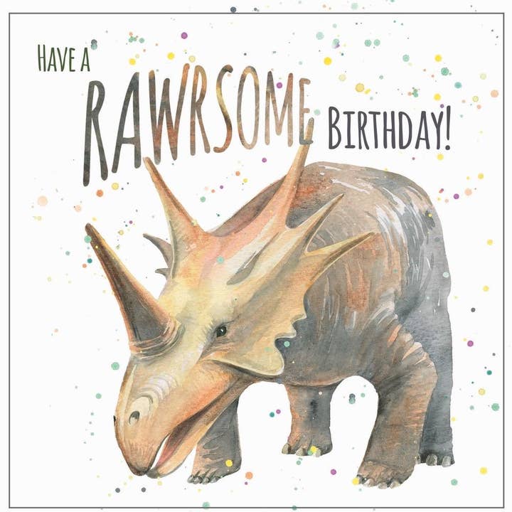 Dinosaurie Triceratops Rawrsome födelsedagskort för wholesale av The Arty Penguin