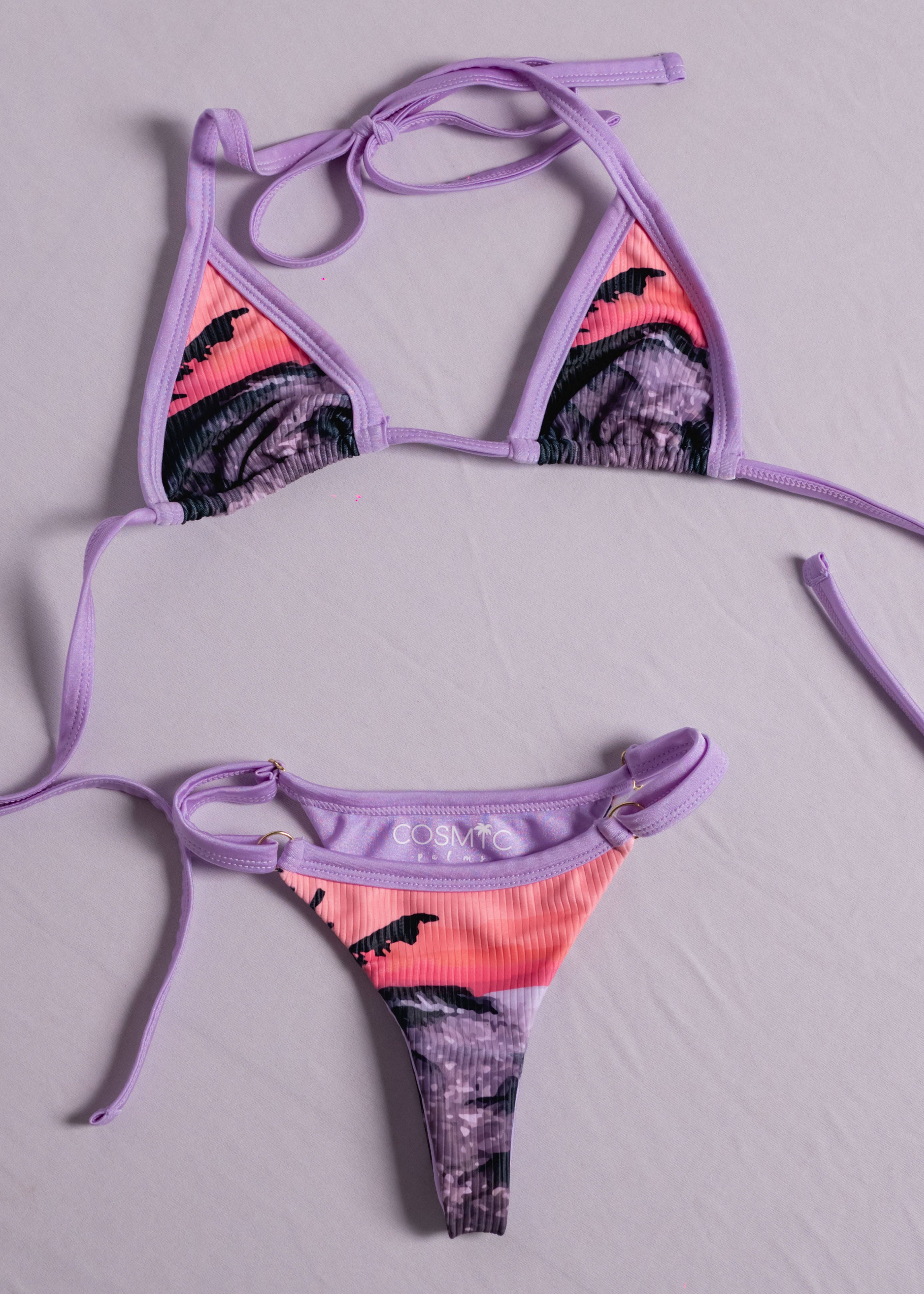 Cosmic Palms - Venta al por mayor Parte inferior de bañador - Mujer - Fondo ámbar en palmeras hawaianas1