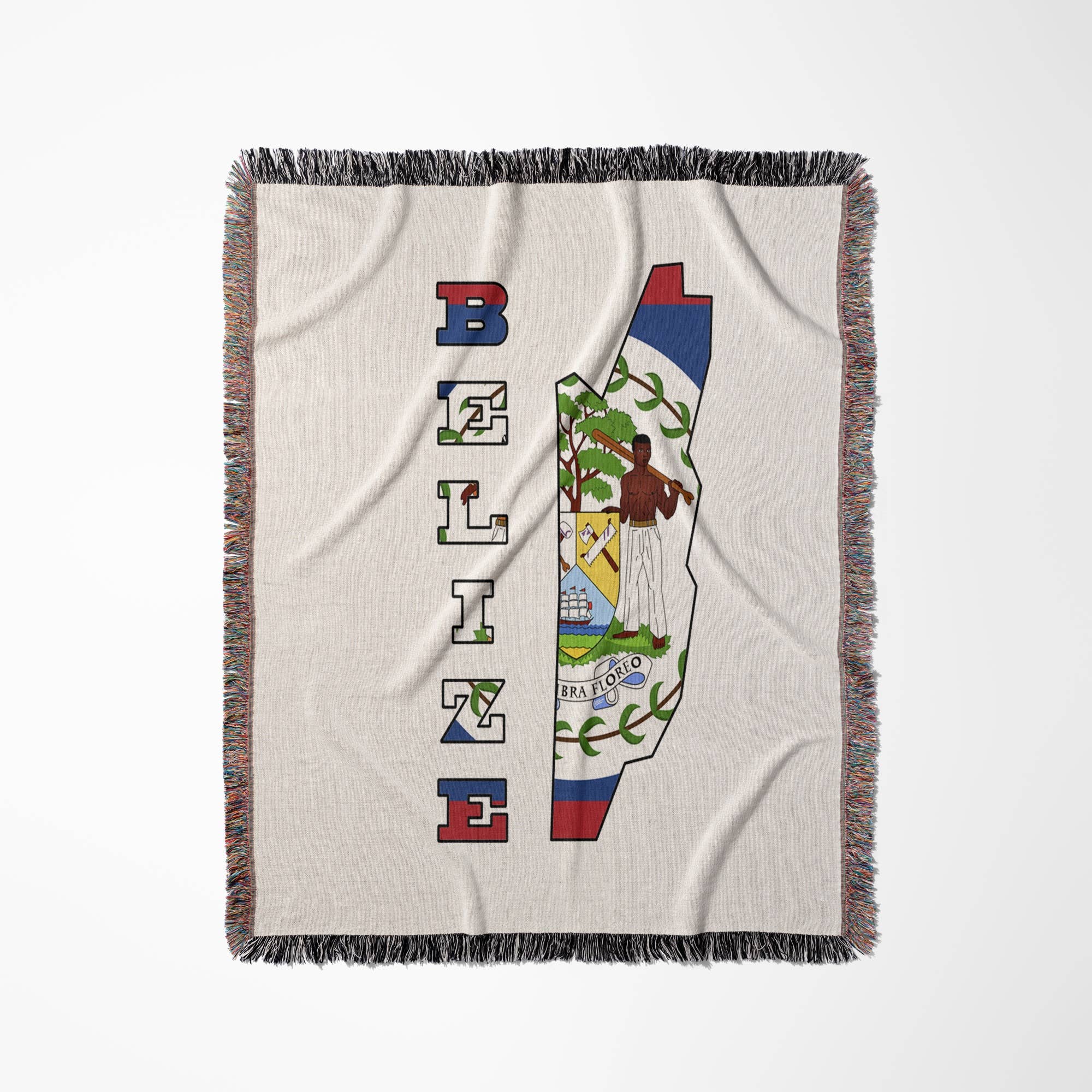 3dRose - Wholesale Throw Blanket - 3dRose, The flag of Belize in the outline map and name of the country of Belize, Blanket0