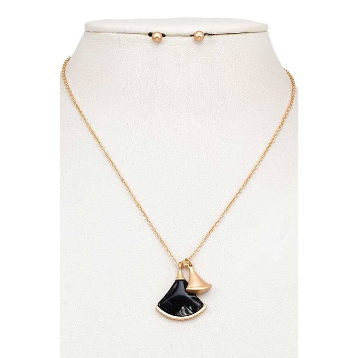 anbfashion – wholesale Smycken – DUBBEL PÄRLA HÄNGSMYCKE HALSBAND SET 917