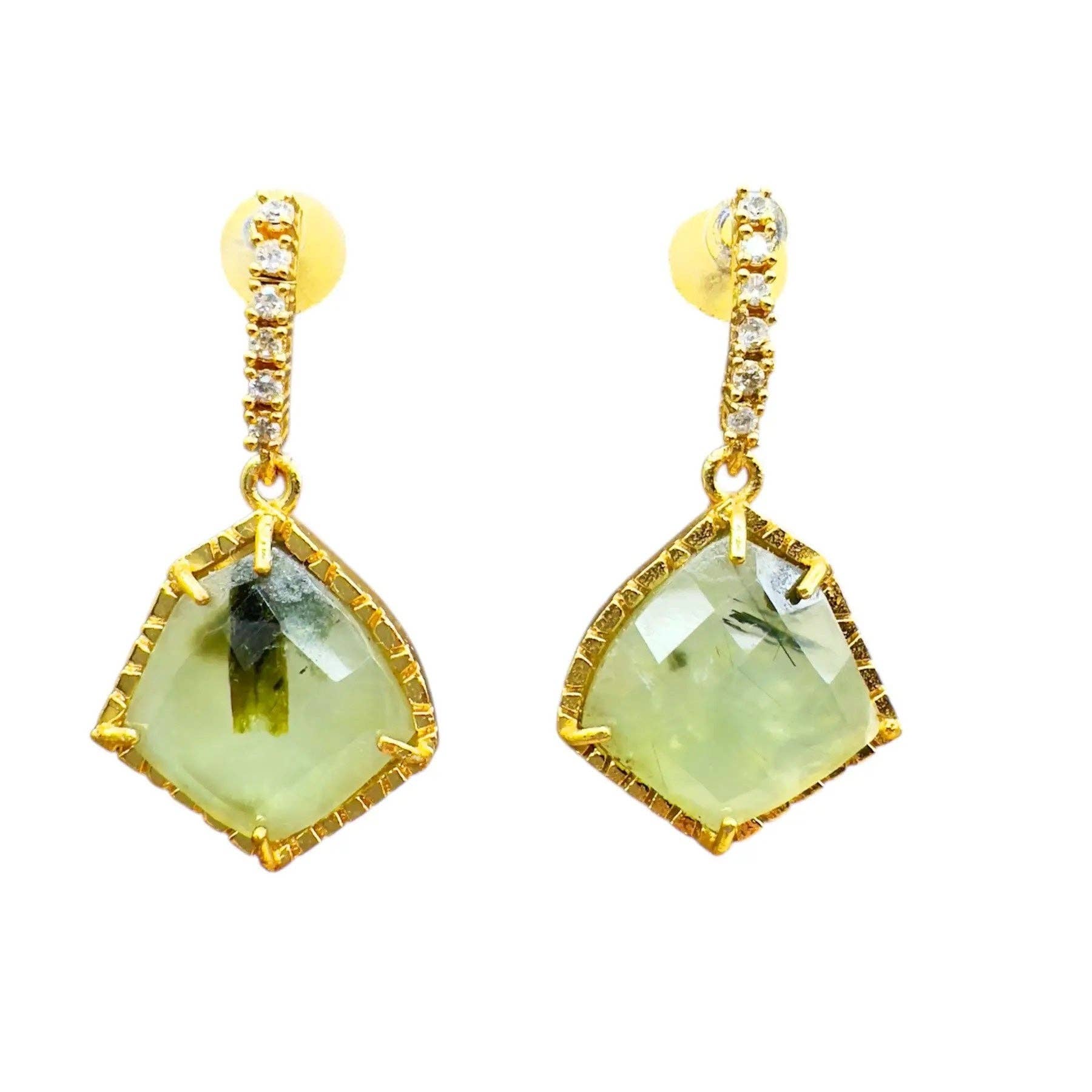 ACUS - Vendita all'ingrosso Orecchini pendenti - Orecchini Solene Shine Verde Prehnite0