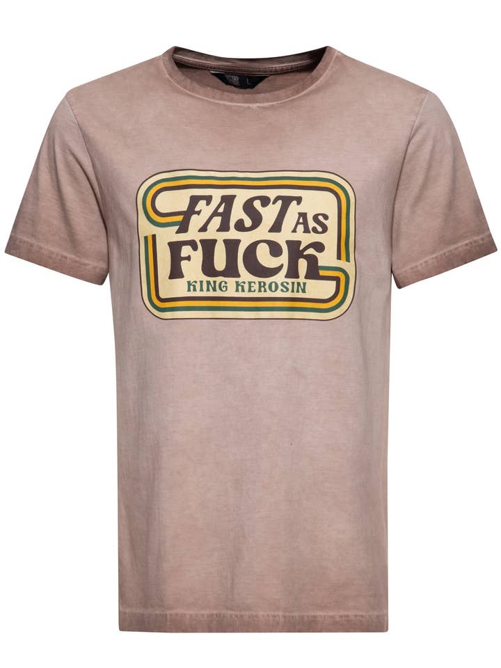 T-shirt 'Fast As Fuck' in lichtbruin voor wholesale door KING KEROSIN