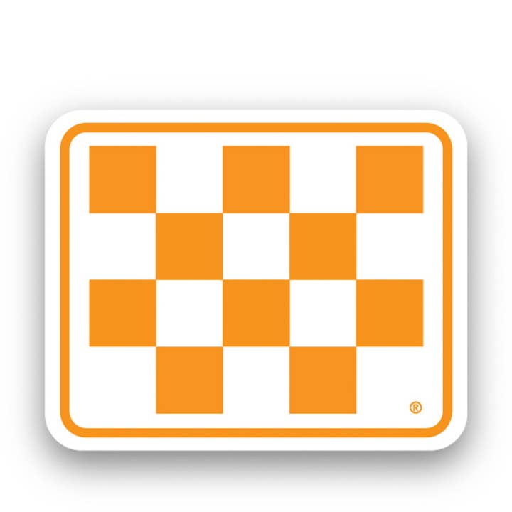 Southern Made Tees - Wholesale Sticker - Orange and White Checkerboard Sticker