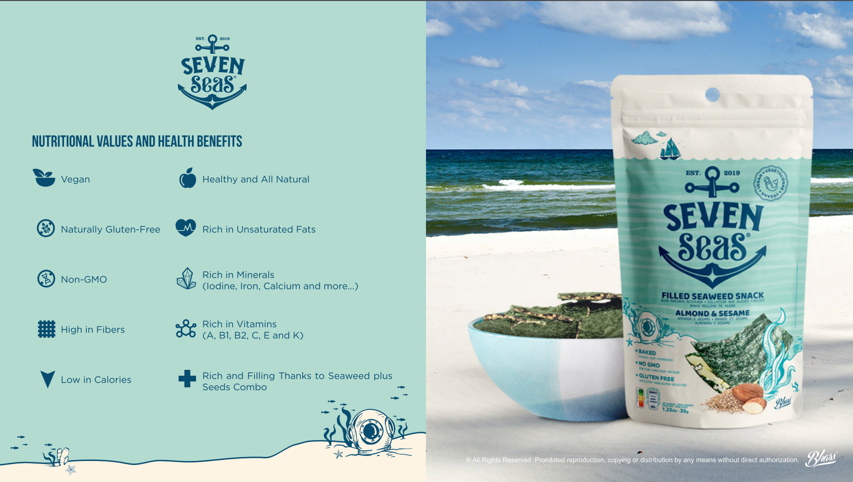 Bhars Foods - Wholesale Puffed Snack - Seven Seas - Baked Nori with Almond and Sesame (35g)4