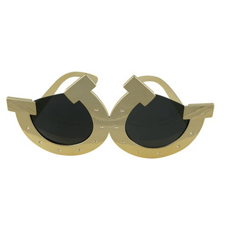 Lucky Gold Horseshoe Sunglasses- Fanci Frames for wholesale by Caufield's Novelty