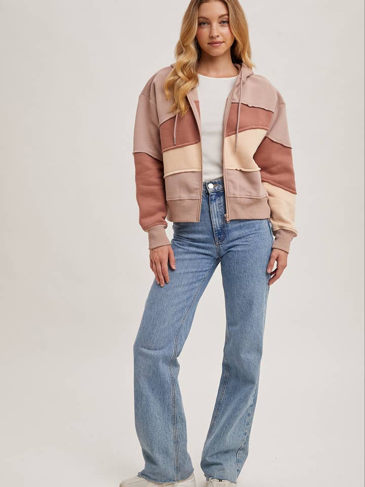 Bluivy - Wholesale Hoodie – Women's - ZIPPER FRONT PATCHWORK LANDSCAPE HOODIE JACKET17