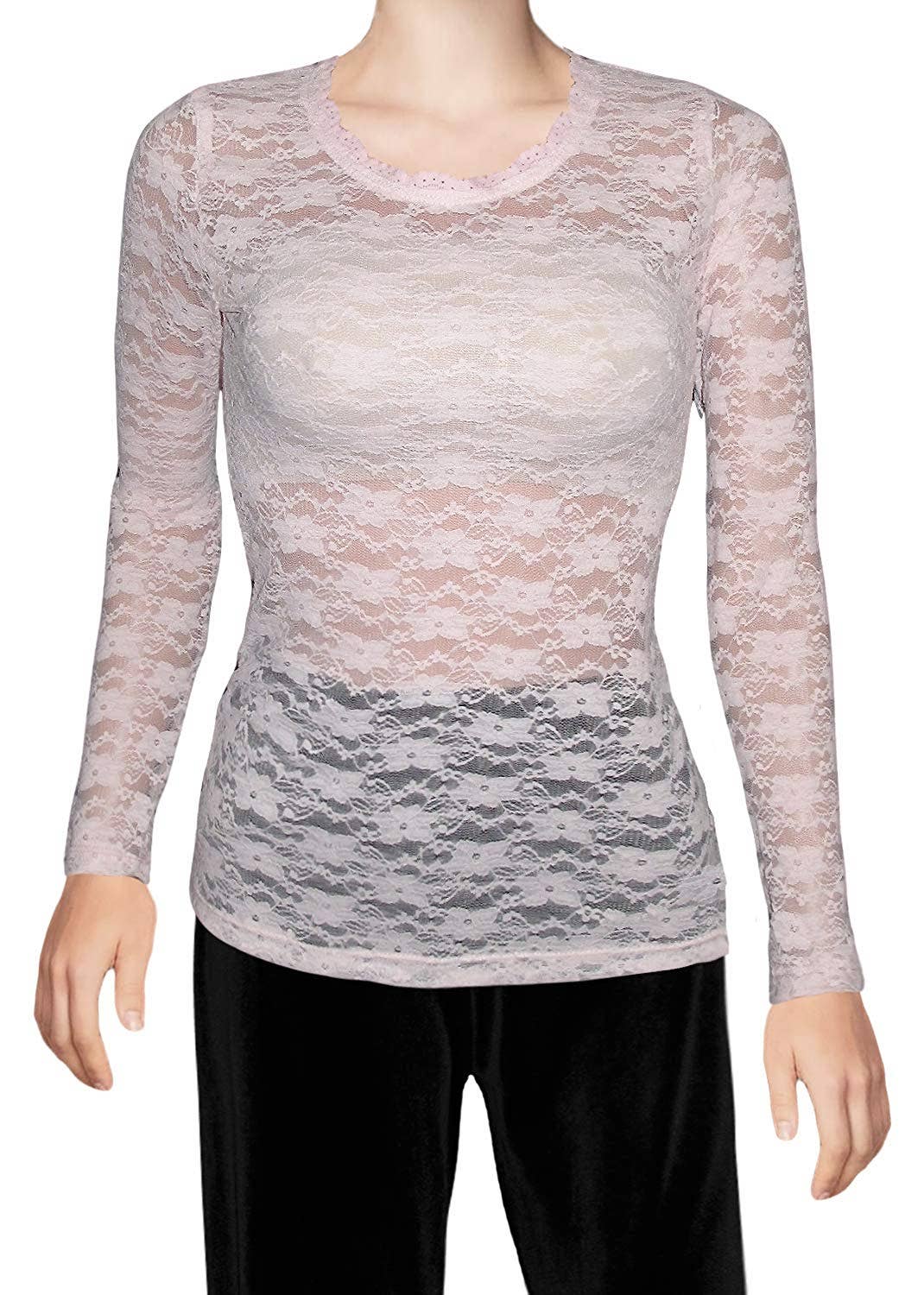 Ooh la la – Großhandel Bluse – Damen – Ooh La La Longsleeve aus Stretch-Spitze4