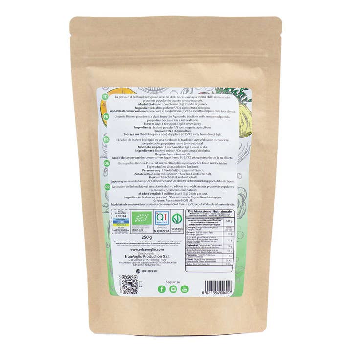 Erbavoglio – Proteína/Superalimento em pó por atacado – Pó orgânico de brahmi1