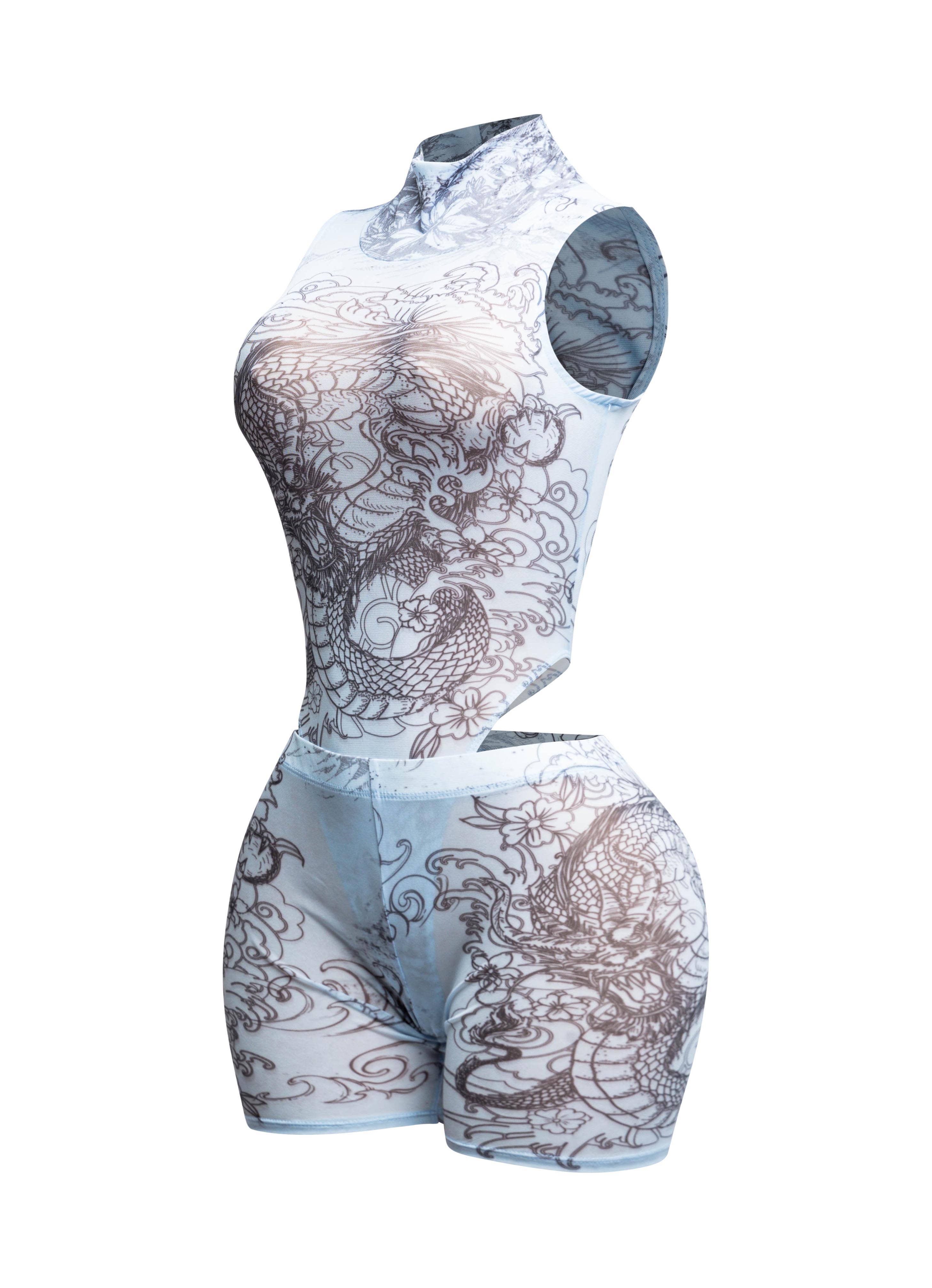 BLUE COMBO Mesh Biker Short Set for wholesale on Faire3