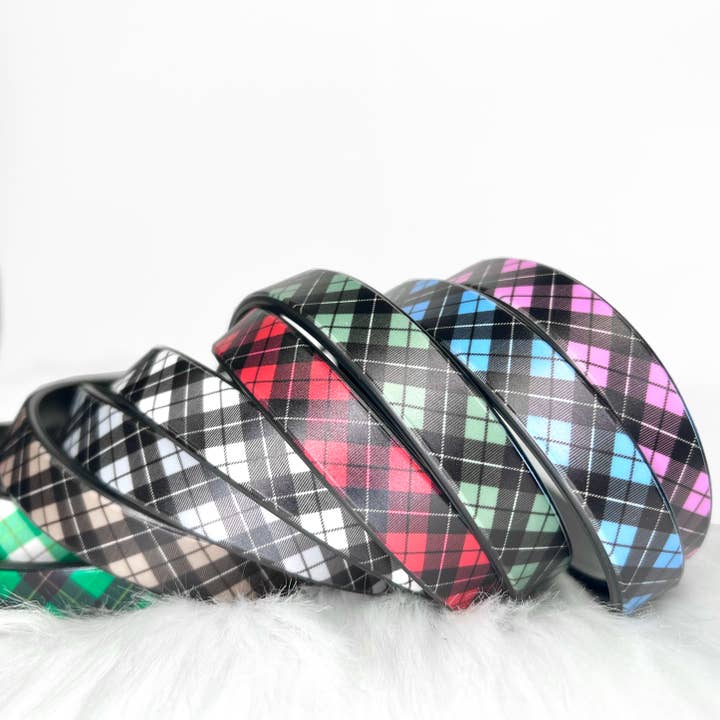 Hipsy Blades Adjustable & Flexible No Slip Plaid Headband for wholesale by Hipsy