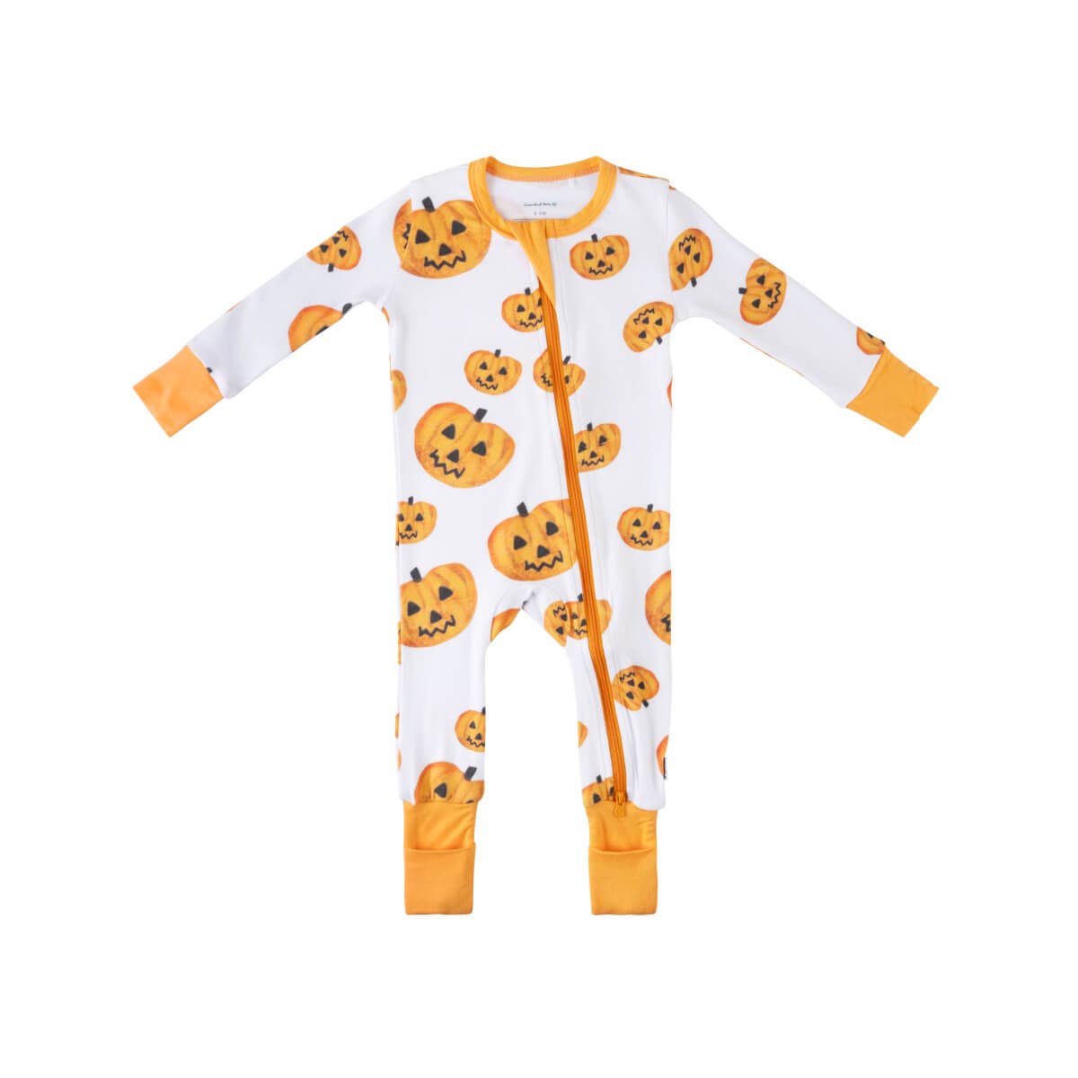 Dreamland Baby - Wholesale Sleepsuit - Baby - Baby Bamboo Pajamas w/ DreamCuffs® - Pumpkins2