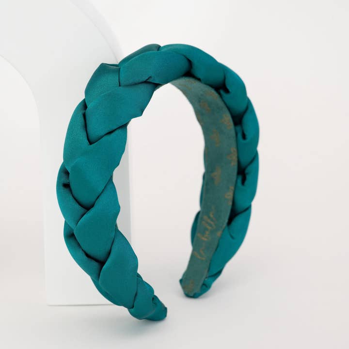Evergreen Satin Braided Halo Headband for wholesale by La Bella